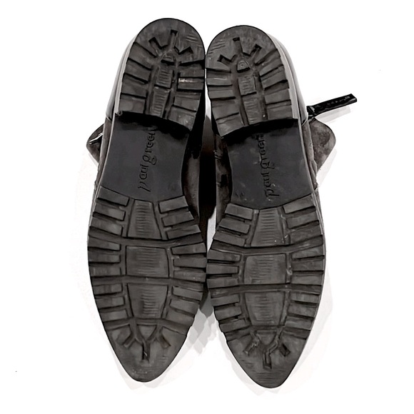 Paul Green Dina Gray Suede Leather Patent Detail Zipper Ankle Boots - Picture 4 of 10